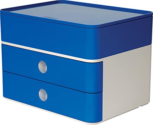 HAN Cassettiera SMART-BOX PLUS ALLISON, design moderno, con 2 cassetti e porta utensili, colore: royal blue