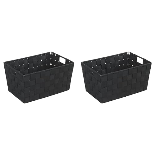 Wenko Cestino da bagno Adria S, nero cestino per il bagno Capacità: 6.24 l, Polipropilene, 30 x 15 x 20 cm, Nero (Confezione da 2)