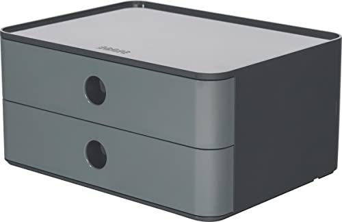 HAN SMART-BOX ALLISON, cassettiera impilabile con 2 cassetti, colore: granite grey