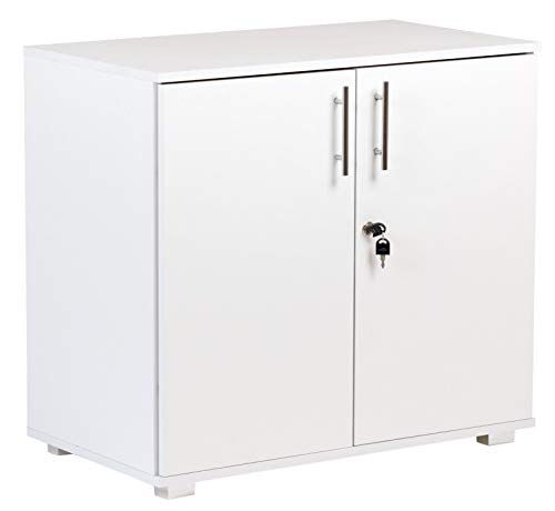 MMT Furniture Designs Ltd Armadietto da ufficio con 2 ante e serratura, altezza 73 cm, altezza regolabile, bianco
