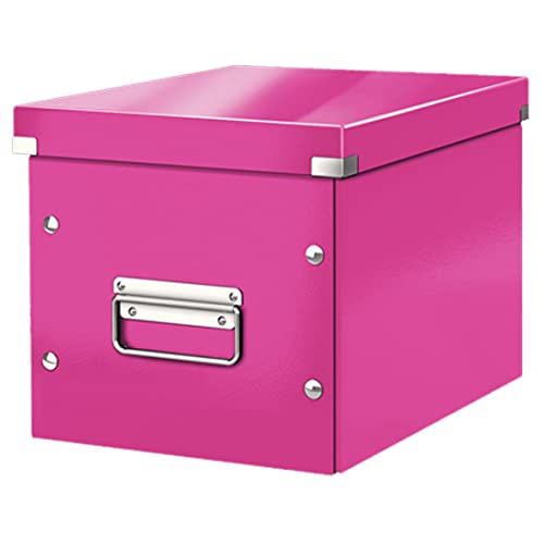 Leitz Click & Store WOW Scatola Archivio Cubo Medio, per Mantenere la Casa e l'Ufficio in Ordine, Rosa,