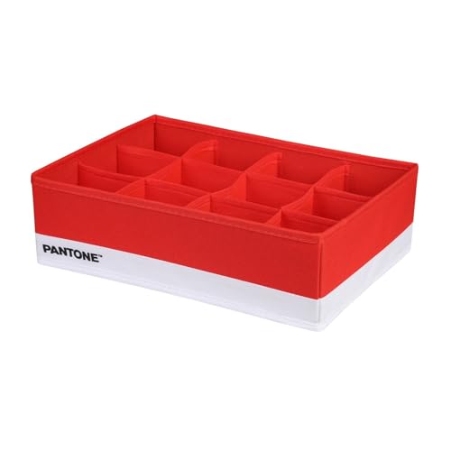 SWEET HOME PANTONE™ Organizer Armadio e Cassetti Salvaspazio 1 Pezzo 12 Scomparti Biancheria Accessori, Organizer Cassetti Bagno Camera Portaoggetti, Organizzatore Armadio Cassetti Pieghevole 32x22x10cm, Rosso