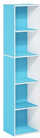 Furinno Pasir libreria a 5 ripiani aperti, azzurro/bianco