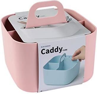 BLUE GINKGO Portaoggetti Multiuso Caddy in Plastica Impilabile con Maniglia   Caddy per Artigianato, Caddy per Scrivania, Organizzatori e Contenitori Artistici, Caddy per Trucco (Quadrato) Rosa