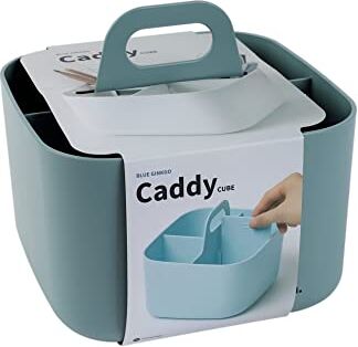 BLUE GINKGO Portaoggetti Multiuso Caddy in Plastica Impilabile con Maniglia   Caddy per Artigianato, Caddy per Scrivania, Organizzatori e Contenitori Artistici, Caddy per Trucco (Quadrato) Verde