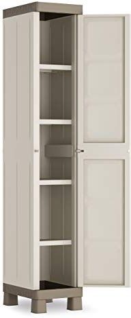 Keter Armadio 1 Anta Excellence, 4 Ripiani Regolabili, Beige/Tortora, 33x45x182 H Cm