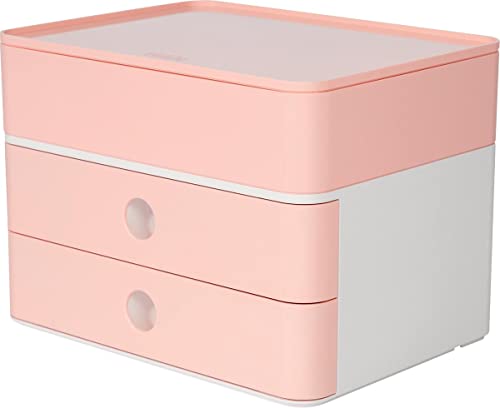 HAN Cassettiera SMART-BOX PLUS ALLISON, design moderno, con 2 cassetti e porta utensili, colore: flamingo rose