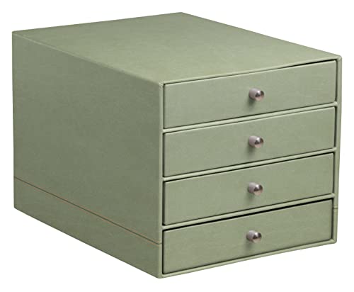 Rhodia Cassettiera 4 Cassetti Verde Celadon, 24,8x32,7x22,8 cm, Cucitura Arancione, Esterno in Simil Cuoio, Collezione Home Office rama, Organizzazione Ufficio e Archivio di Design