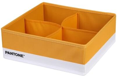 SWEET HOME PANTONE™ Organizer Armadio e Cassetti Salvaspazio 1 Pezzo 4 Scomparti Biancheria Accessori, Organizer Cassetti Bagno Camera Portaoggetti, Organizzatore Armadio Cassetti Pieghevole 28x28x10 cm, Ocra