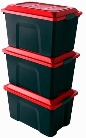 Sundis .0 Lotto Locker Baule, Nero/Rosso, 58 x 38.5 x 49 cm, 3 unità