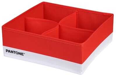 SWEET HOME PANTONE™ Organizer Armadio e Cassetti Salvaspazio 1 Pezzo 4 Scomparti Biancheria Accessori, Organizer Cassetti Bagno Camera Portaoggetti, Organizzatore Armadio Cassetti Pieghevole 28x28x10 cm, Rosso