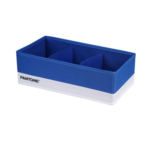 SWEET HOME PANTONE™ Organizer Armadio e Cassetti Salvaspazio, 1 Pezzo, 3 Scomparti Biancheria e Vestiti, Organizer Cassetti Bagno Camera da Letto Portaoggetti, Divisori per Cassetti Pieghevole 32x16x10 cm, Blu