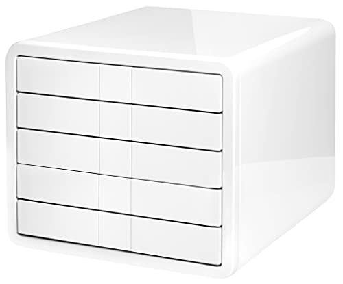 HAN 1551-12, Cassettiera i-Box, cassettiera innovativa e premiata in qualità superiore. Con 5 cassetti chiusi. Bianco.
