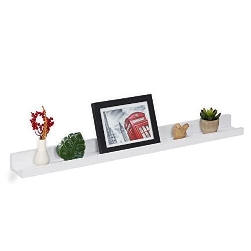 Relaxdays Mensola da Muro Sottile, L: 80 cm, Scaffale da Parete, Portaspezie Cucina, Porta Foto, Libri, Salotto, Bianco