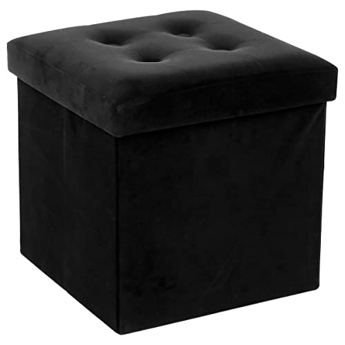 ATMOSPHERA CREATEUR D'INTERIEUR Pouf pieghevole "Lysandre" in velluto nero