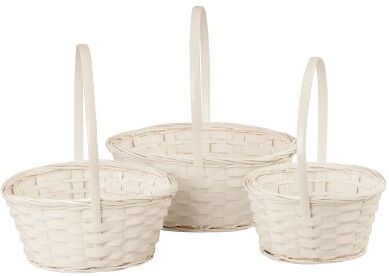 Wald Imports Set di 3 cestini decorativi in bambù, colore: bianco