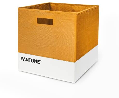 SWEET HOME Pantone™ Scatola Porta Oggetti Multiuso, Ideale come Cubo Contenitore Giochi Bambini e Organizer Armadio Salvaspazio Cesto Portaoggetti Pieghevole anche per Librerie, 32,5x32,5x32,5 cm Ocra