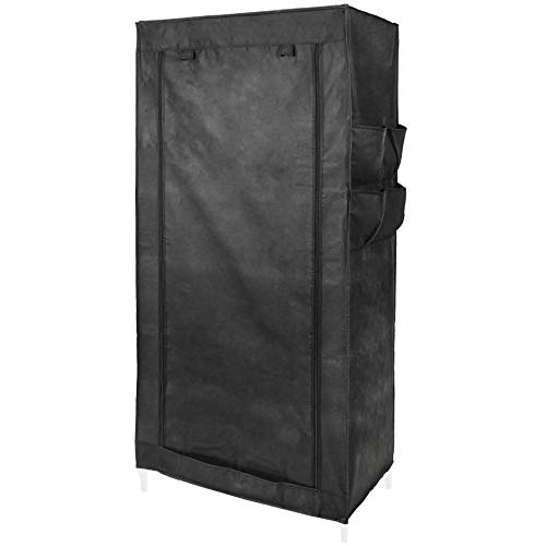 PrimeMatik Armadio Guardaroba in Acciaio Tessuto 70 x 45 x 155 cm Nero con serranda