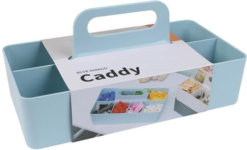 BLUE GINKGO Portaoggetti Multiuso Caddy in Plastica Impilabile con Maniglia   Caddy per Artigianato, Caddy per Scrivania, Organizzatori e Contenitori Artistici, Caddy per Trucco (Lungo Rettangolo)