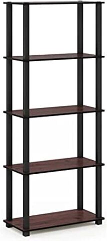 Furinno Libreria a 5 ripiani Dark Cherry/Black Tubo rettangolare