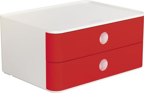 HAN SMART-BOX ALLISON, cassettiera impilabile con 2 cassetti, colore: cherry red