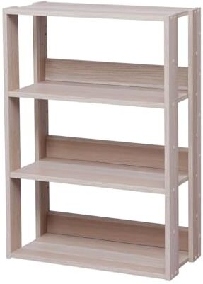 Iris Ohyama , Stoccaggio in legno a 3 livelli/Mobili laterali/Armadietto portaoggetti/Espositore a scaffale, Modulare, Design, Ufficio, Casa Open Wood Rack OWR-600 Quercia Bianco