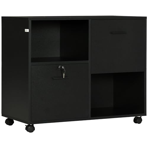 giordano shop Mobile Ufficio 2 Cassetti 2 Ripiani 80x40x66 cm in Truciolato Nero