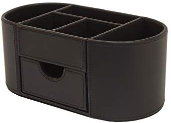 OSCO Organizer da scrivania in finta pelle con cassetto, colore: Nero