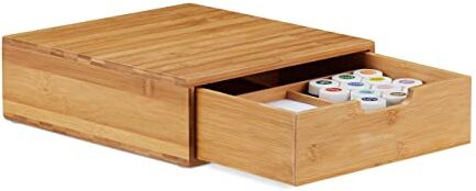 Relaxdays Cassettiera Portaoggetti in bambù, HLP 10 x 29,5 x 30cm, Organizer con Cassetti, Effetto Naturale, Portaoggetti da Scrivania, Color Legno Naturale