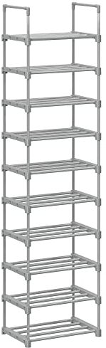 SONGMICS Scarpiera a 10 Ripiani Grande, Scaffale Portascarpe in Metallo, Fai da Te, Scaffale Salvaspazio e Versatile per Ingresso Soggiorno Camera da Letto Cucina, 45 x 30 x 174 cm, Grigio