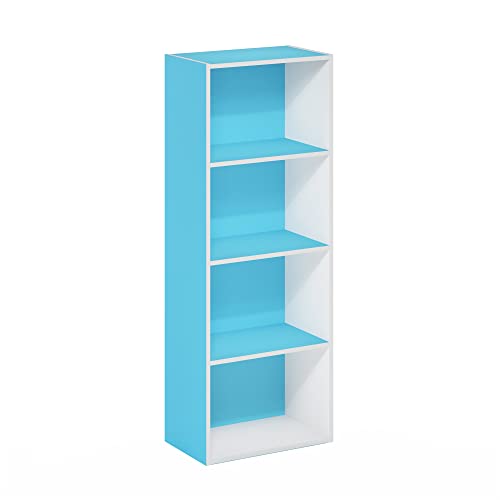 Furinno Luder libreria a 4 ripiani aperti, Azzurro/Bianco