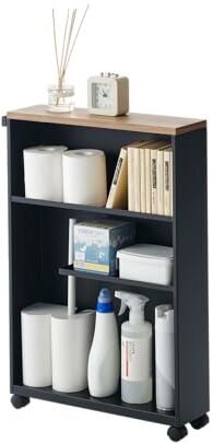 YAMAZAKI home Tower Carrellino Bagno, Acciaio, Nero, Taglia Unica