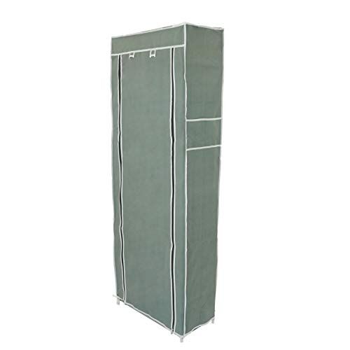 PrimeMatik Armadio Guardaroba e Scarpe in Acciaio Tessuto 60 x 30 x 160 cm Grigio con Porta avvolgibili