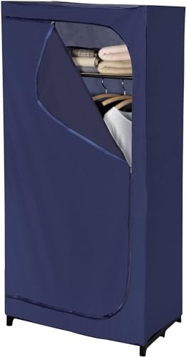 Wenko Armadio con portaoggetti Business Guardaroba mobile, armadio pieghevole, Poliestere, 75 x 160 x 50 cm, Blu