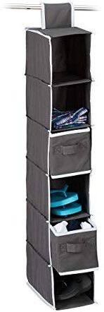 Relaxdays Organizer Armadio per Stoffa, 6 Scomparti, 2 Cassetti, Scaffale da Appendere 82 x 14,4 x 30 cm, Antracite, 1 pz