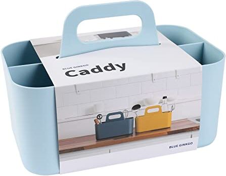 BLUE GINKGO Portaoggetti Multiuso Caddy in Plastica Impilabile con Maniglia -Caddy per Pulizia, Caddy per Artigianato, Caddy per Scrivania, Organizzatori e Contenitori Artistici (Rettangolo) Blu