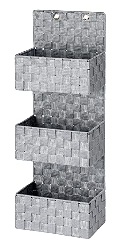 Wenko Organizzatore appendibile a 3 cestini Adria, grigio Cestino da bagno, Polipropilene, 25 x 72 x 15.5 cm, Grigio