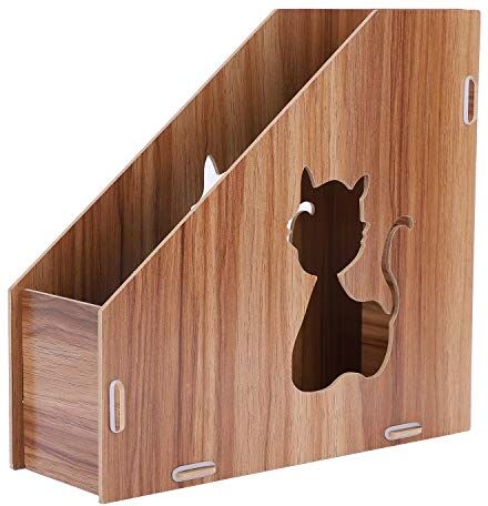 ITODA Office desktop Holder A4 portariviste in legno Vertical file rack DIY Hollow da scrivania, stile semplice riempimento portariviste durevole per scrivania, cancelleria stoccaggio