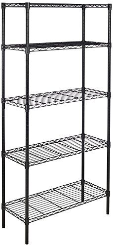 Amazon Basics Scaffalatura a 5 ripiani, Nero, 36 x 183 x 91 cm