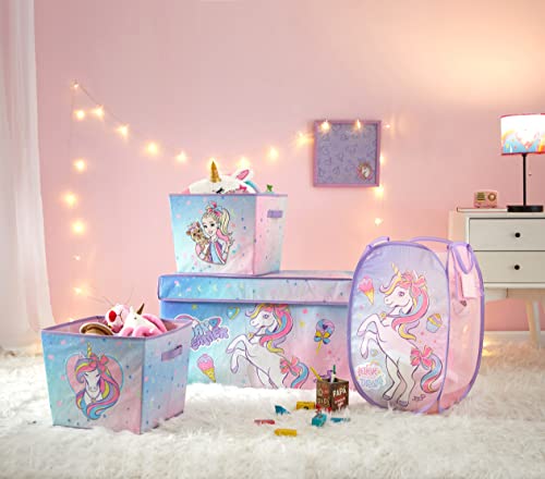 Idea Nuova JoJo Siwa Set di 4 contenitori con cesto pop-up, baule pieghevole e 2 contenitori impilabili