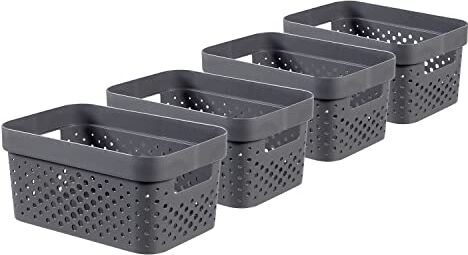 Curver INFINITY DOTS BASKET 4X 4.5L GRIGIO PICCOLO IN resina, plastica