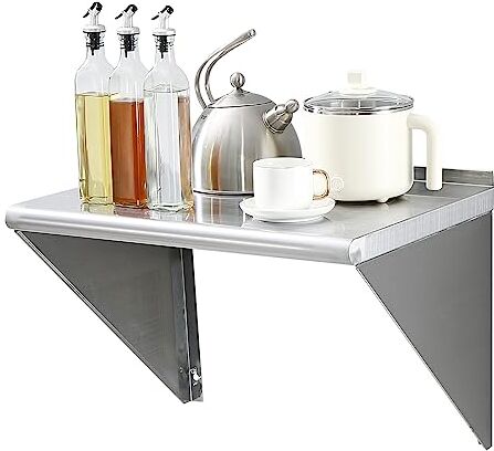 VEVOR Mensola da Parete in Acciaio Inox 60 x 305 x 63 mm Scaffale Murale per Cucina Bagno Soggiorno Capacità Carico Max. 36kg, Mensola da Parete Portaoggetti Portaspezie