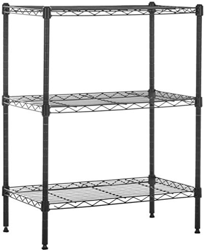 Amazon Basics Scaffalatura a 3 ripiani stretti, Nero, 58.9 x 76 x 34 cm