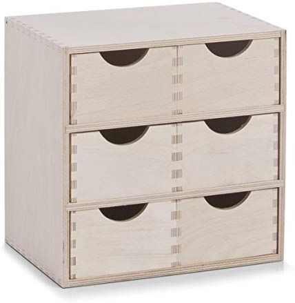 Zeller Cassettiera, 6 Cassetti, Legno, Beige, 28x20x27.5 cm