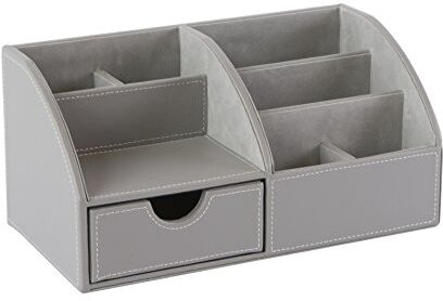 Osco Faux Leather Desk Organiser Grey