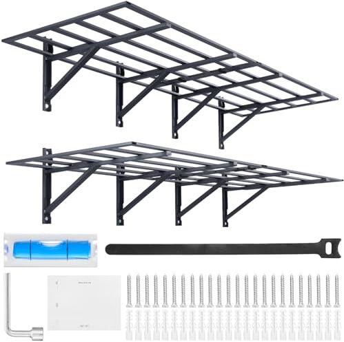 VEVOR Scaffali per Garage da 2 Pezzi Griglia per Garage Portaoggetti 183 x 61 cm Montaggio da Parete, Capacità di Carico max. 363 kg ca., Scaffali Galleggianti per Organizzazione del Garage, Officina