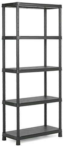 Keter SCAFFALE 5 Ripiani PIENI Regolabili Plus KIS, Nero, 80x40x187 cm