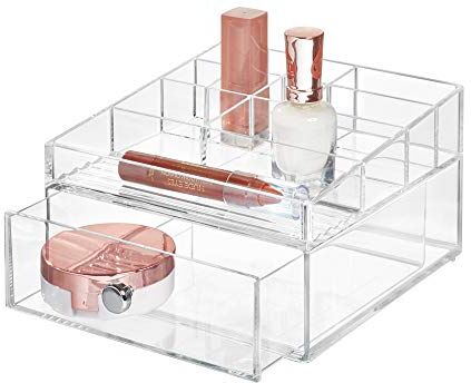 InterDesign iDesign Drawers Cassettiera porta occhiali, Espositore occhiali impilabile con 3 cassetti, Portaocchiali per occhiali da vista o da sole, Plastica trasparente