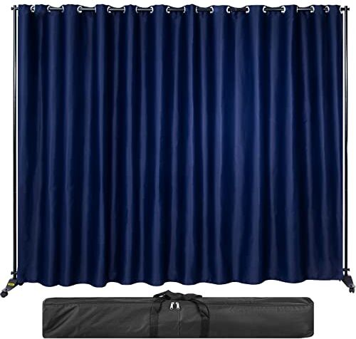 VEVOR Tenda Poliestere Divisorio Scorrevole, 2,4x3 m Tenda Insonorizzate Oscurante per Interni Colore Blu Navy per Camera Privata Pieghevole per Decorare Soggiorno, Studio, Hotel, Bar, Sala da Pranzo