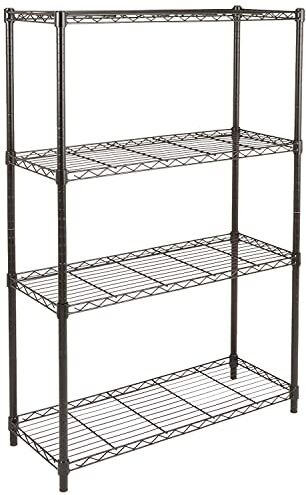 Amazon Basics Scaffalatura a 4 ripiani, Nero, 35.6 cm D x 91.4 cm W x 137.2 cm H